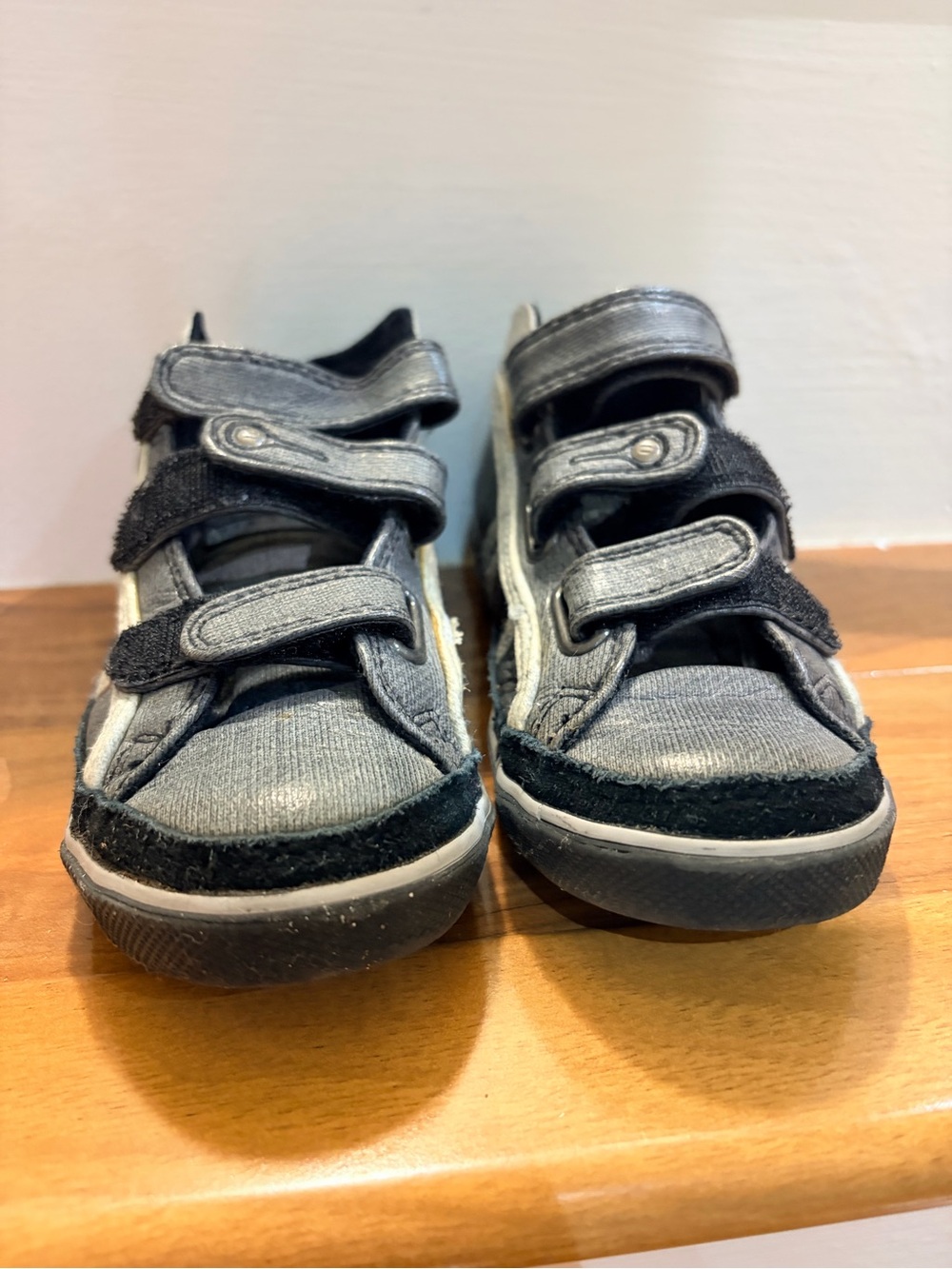 Diesel Kids Gray and Black Velcro Sneakers